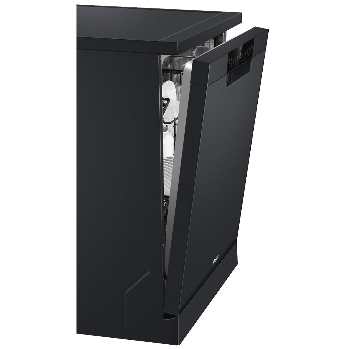 Haier 60cm Freestanding Dishwasher with Sanitise - 15 Place Settings - Black - ThermoDry - HDW15F1B1
