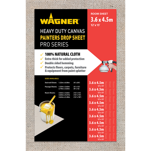 Wagner 3.65 x 4.57m Heavy Duty Canvas Drop Sheet, White Cotton