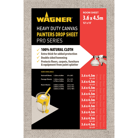 Wagner 3.65 x 4.57m Heavy Duty Canvas Drop Sheet, White Cotton