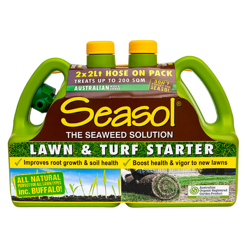 Seasol 2 x 2L Hose On Lawn and Turf Starter Liquid Twin Pack 4L