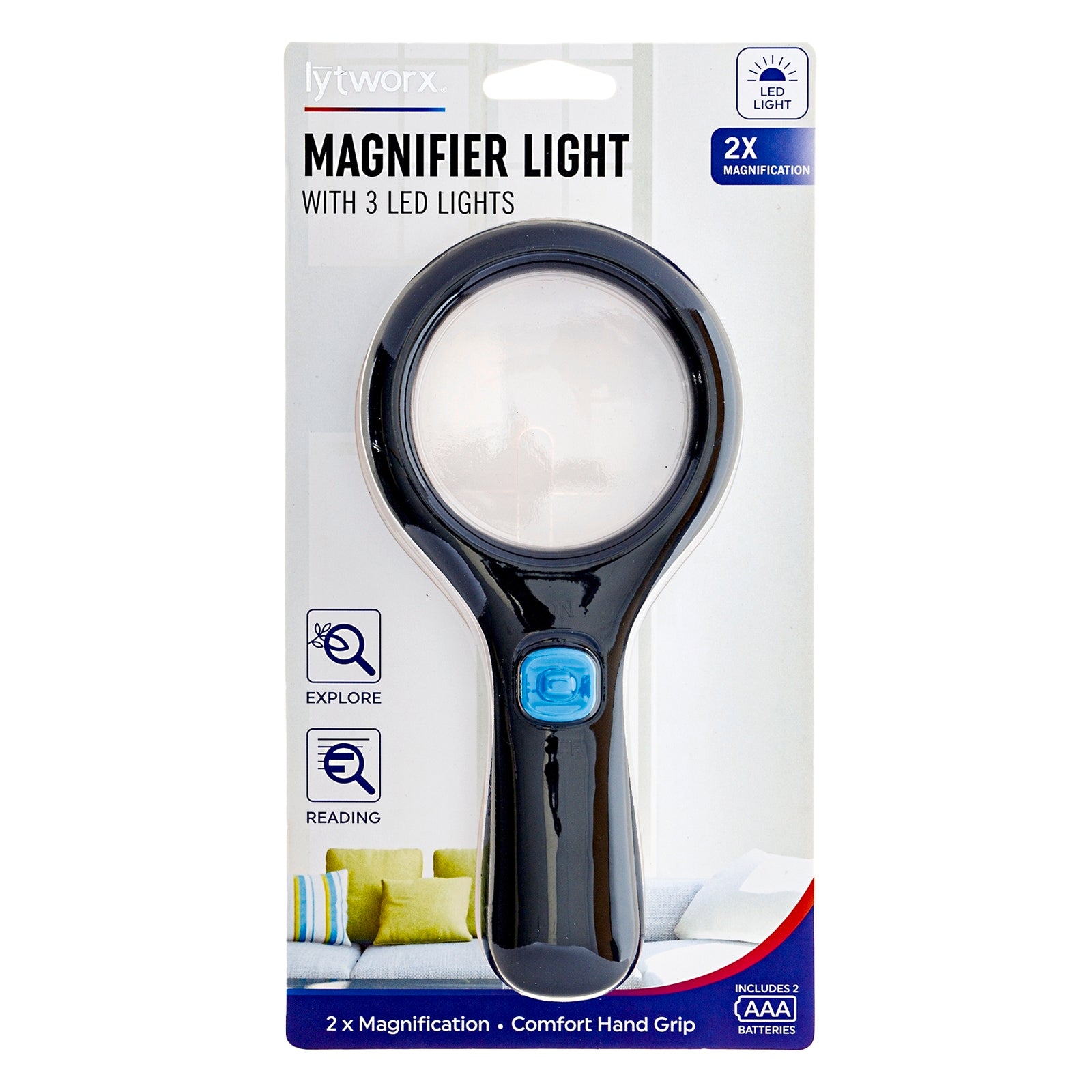 Lytworx Magnifier with 3 LED Lights, White Indoor/Outdoor 62141