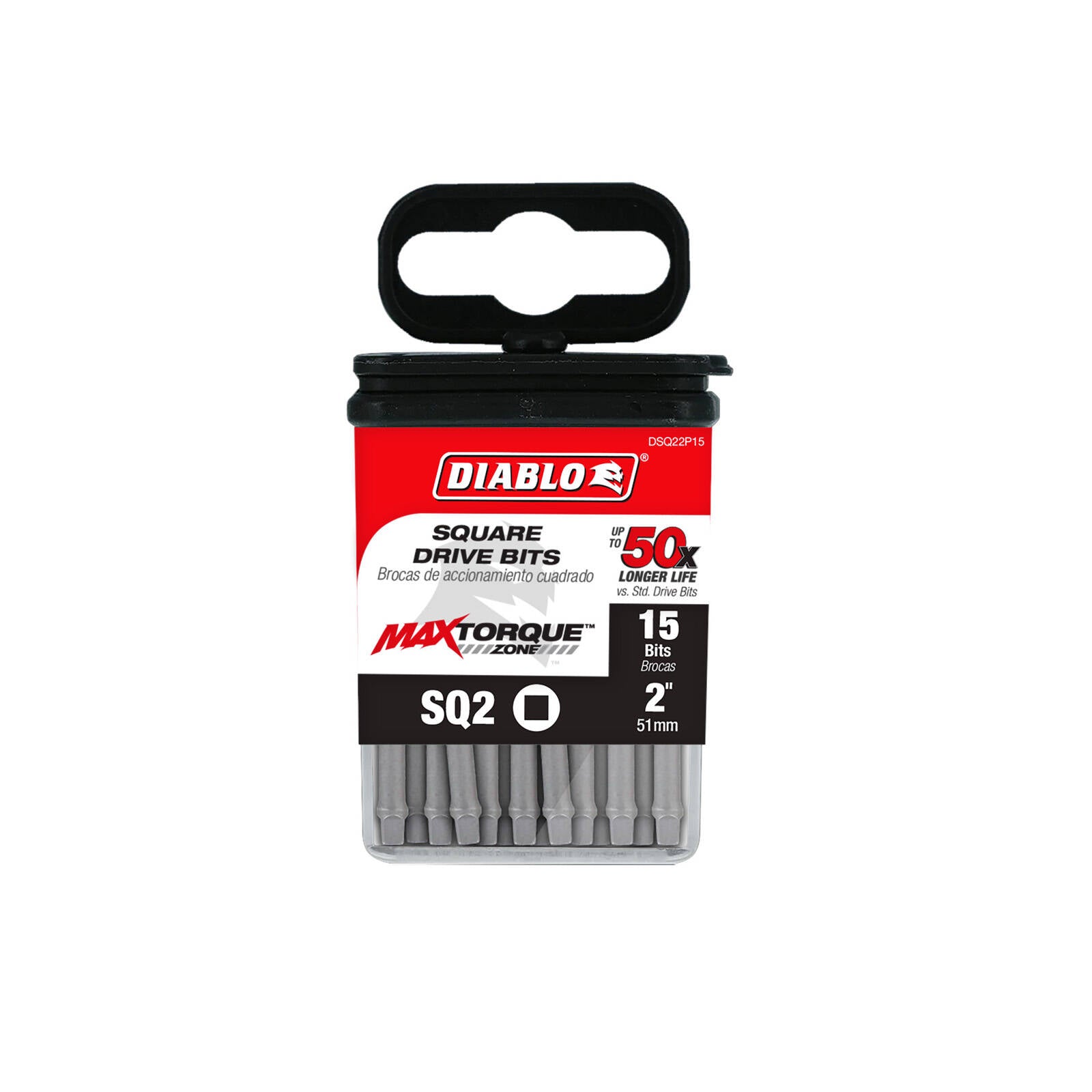 Diablo SQ2 Square Drive 2" Impact Power Bits - 15 Pack