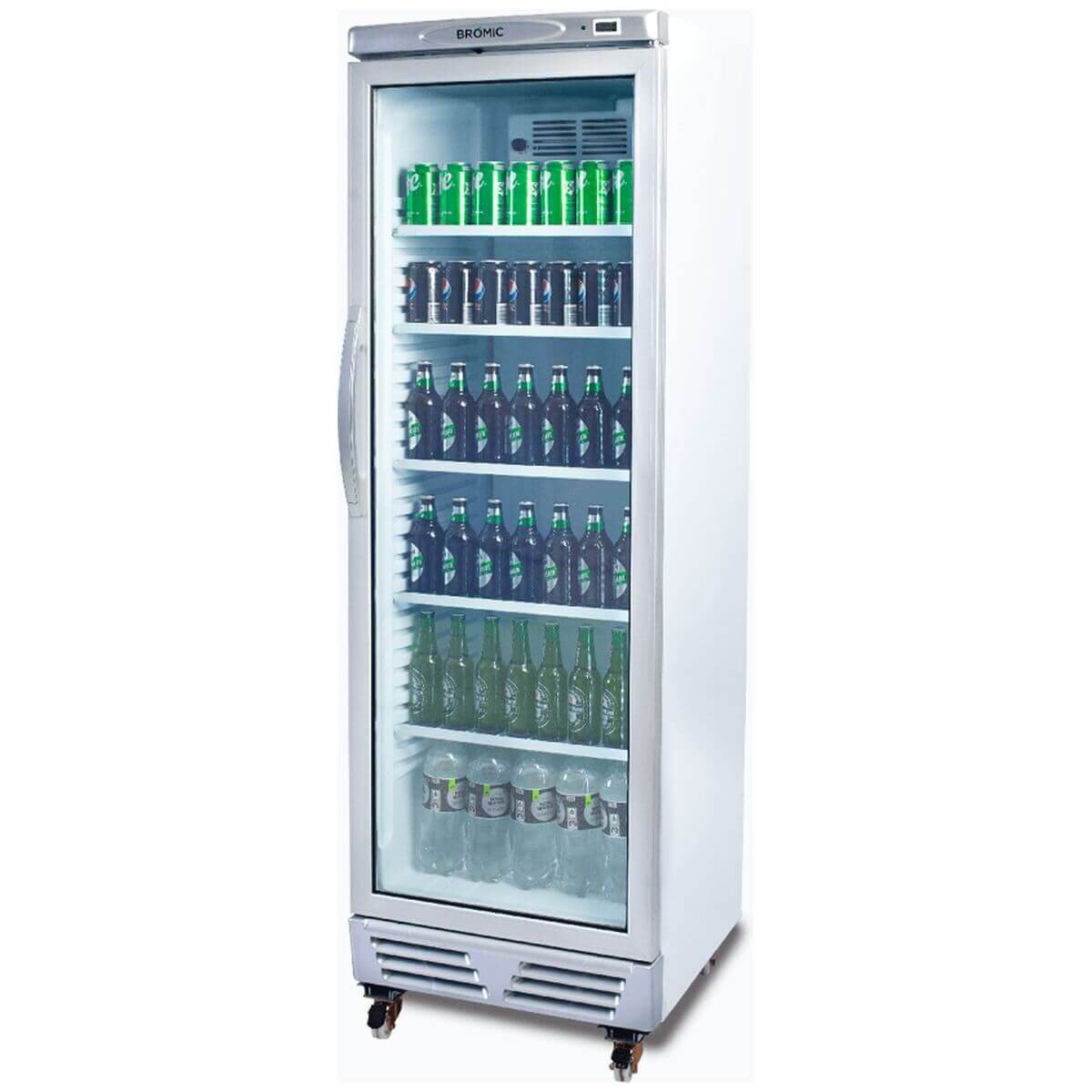Bromic 372L Upright Display Chiller - Flat Glass Door, Fan-Forced Cooling, Five Shelves - GM0374