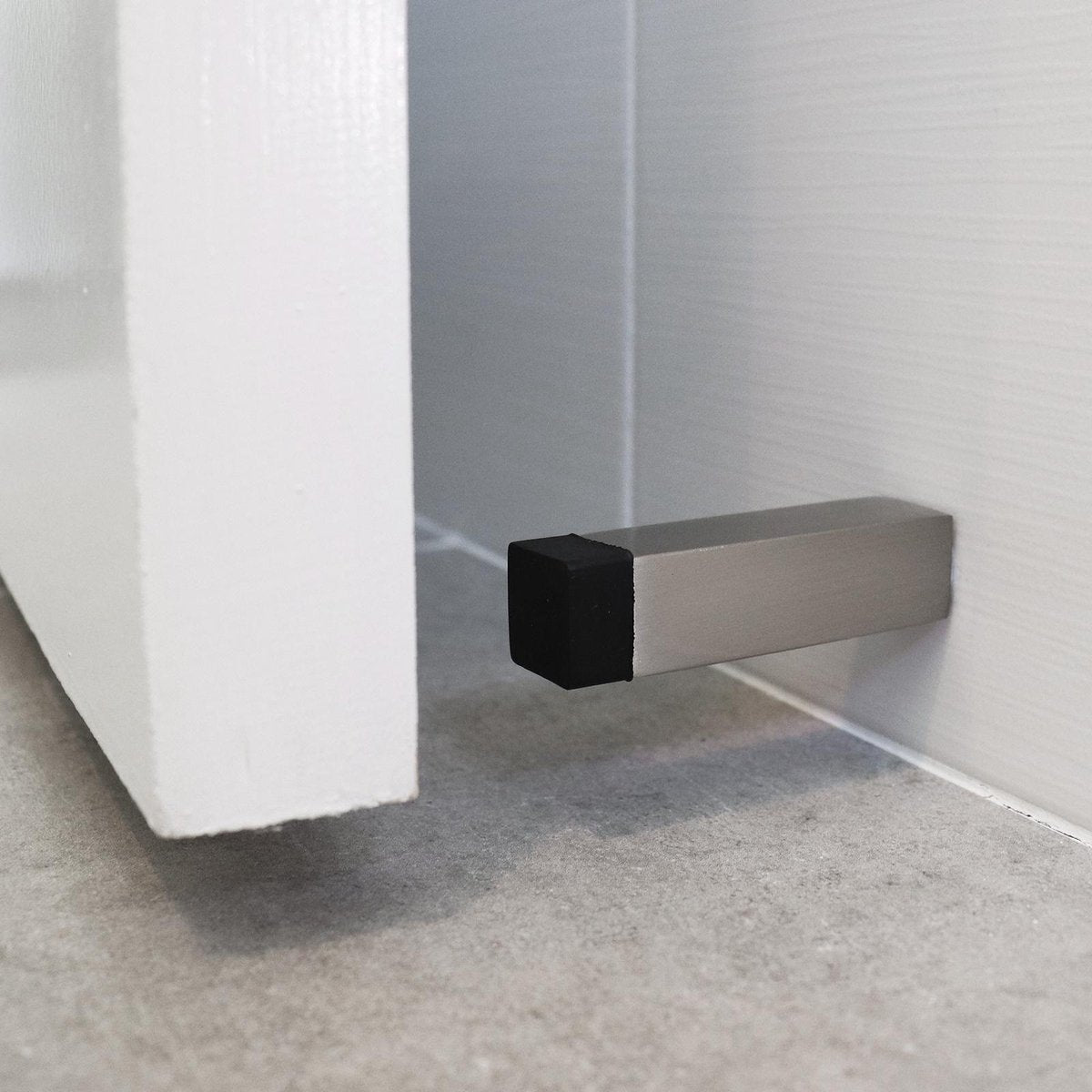 Adoored Satin Chrome Rectangle Rubber Bumper Door Stop - Metal with Rubber Tip