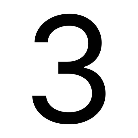 Numero Black Vinyl Transfer Number 3 Self-Adhesive Weather Resistant House Number