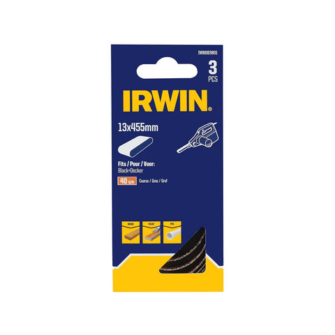 Irwin 13mm 40 Grit Powerfile Sanding Belts - 3 Pack