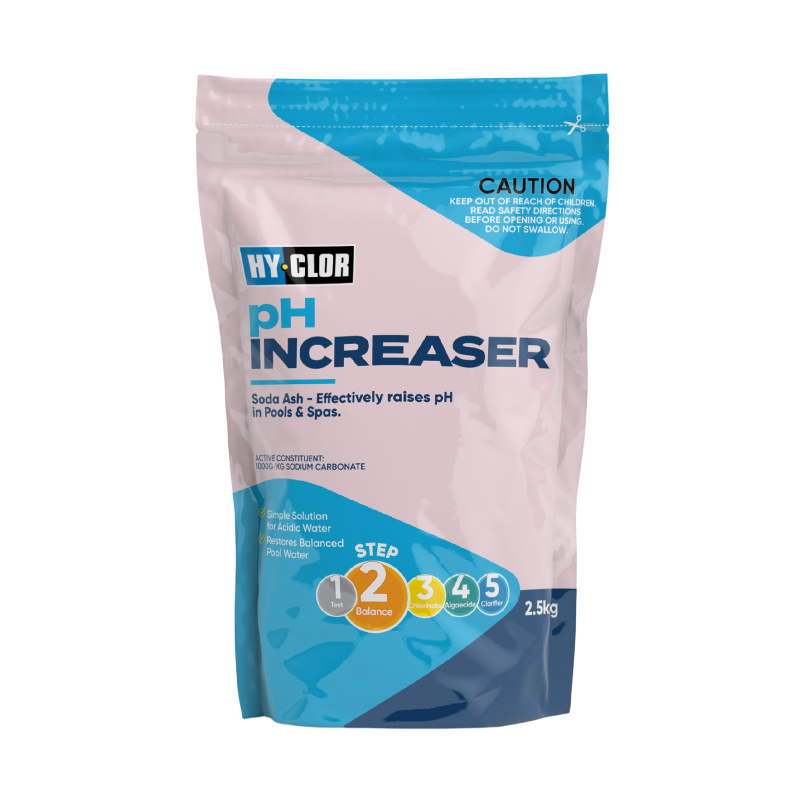Hy-Clor 2.5kg Soda Ash pH Increaser Soft Pack