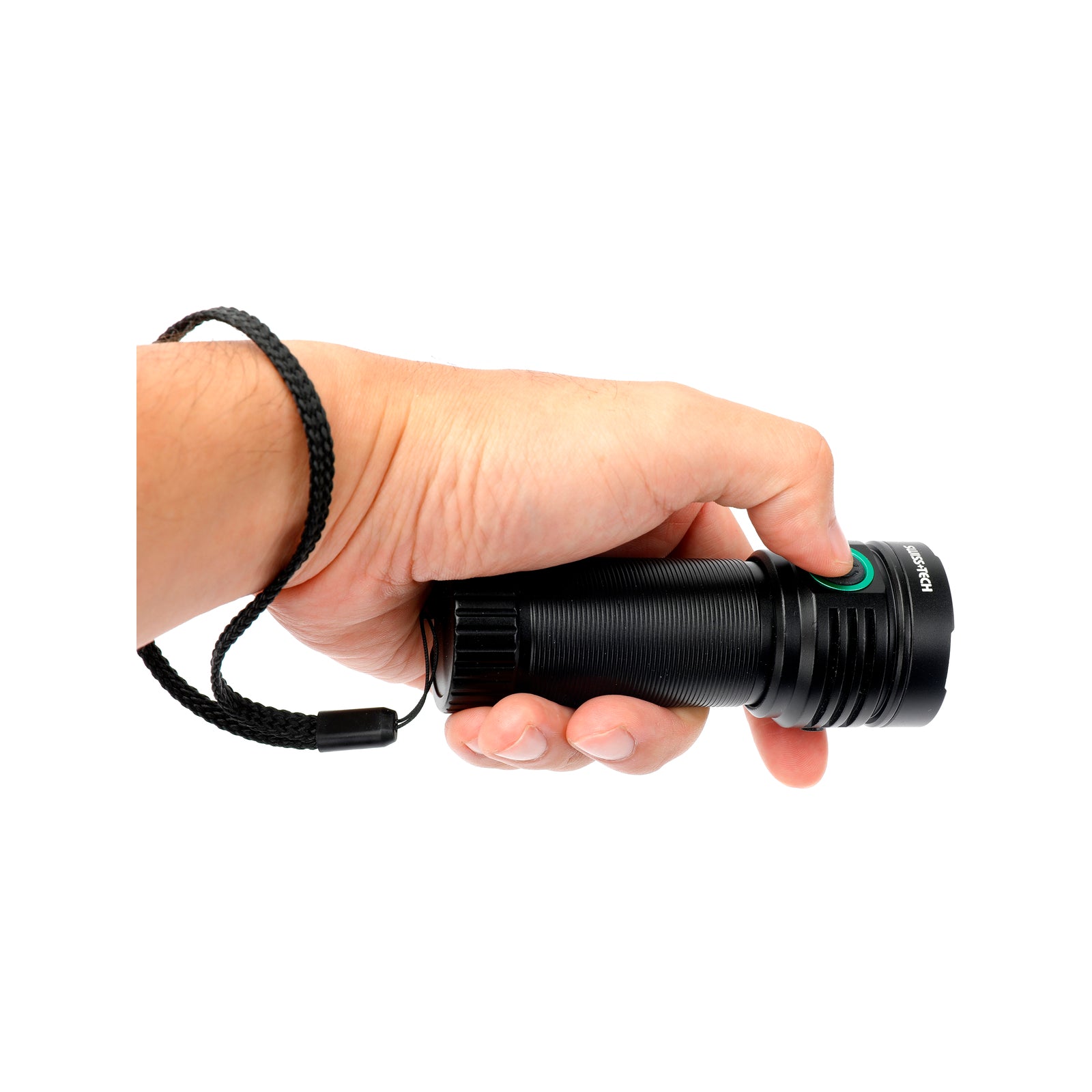 SWISS+TECH 3500lm Rechargeable Compact Turbo Flashlight, 220m Beam, OSRAM LED