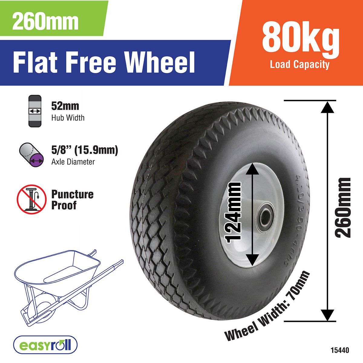 Easyroll Trolley Wheel - 3.5 x 4 - Solid Rubber - Puncture Proof - SuperSaverAU - view 2
