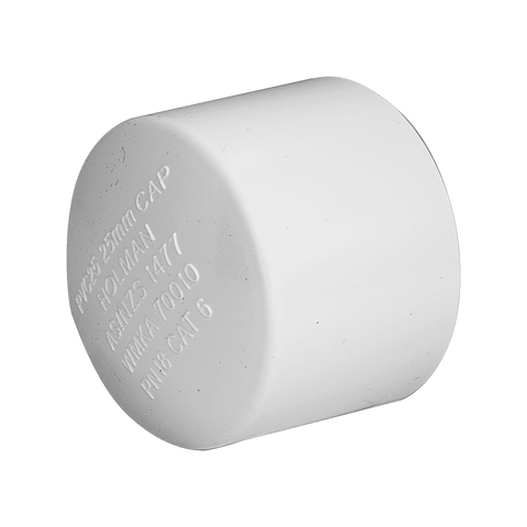 Holman 25mm PVC Press Cap End, Solvent Weld, White Pressure Pipe