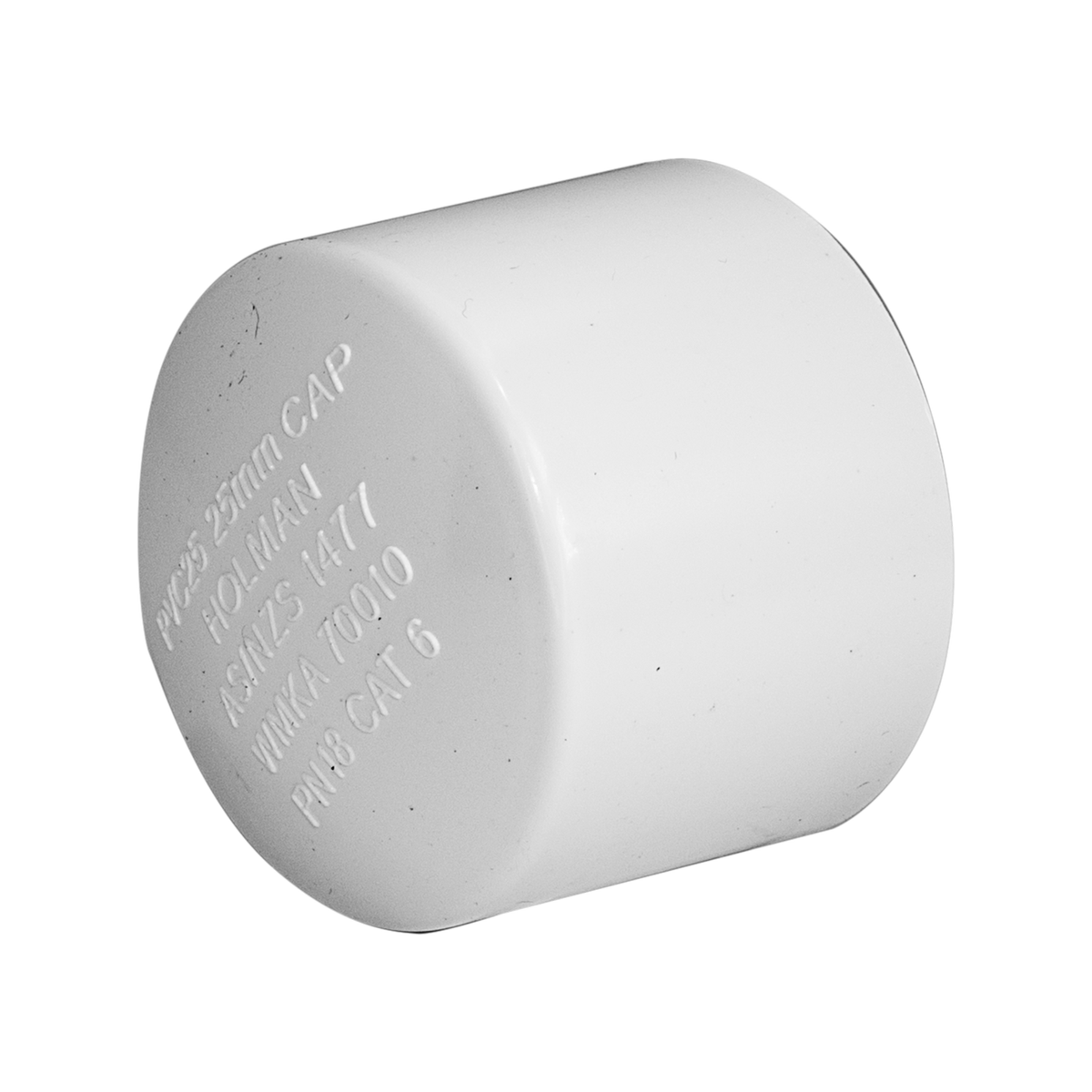 Holman 25mm PVC Press Cap End, Solvent Weld, White Pressure Pipe