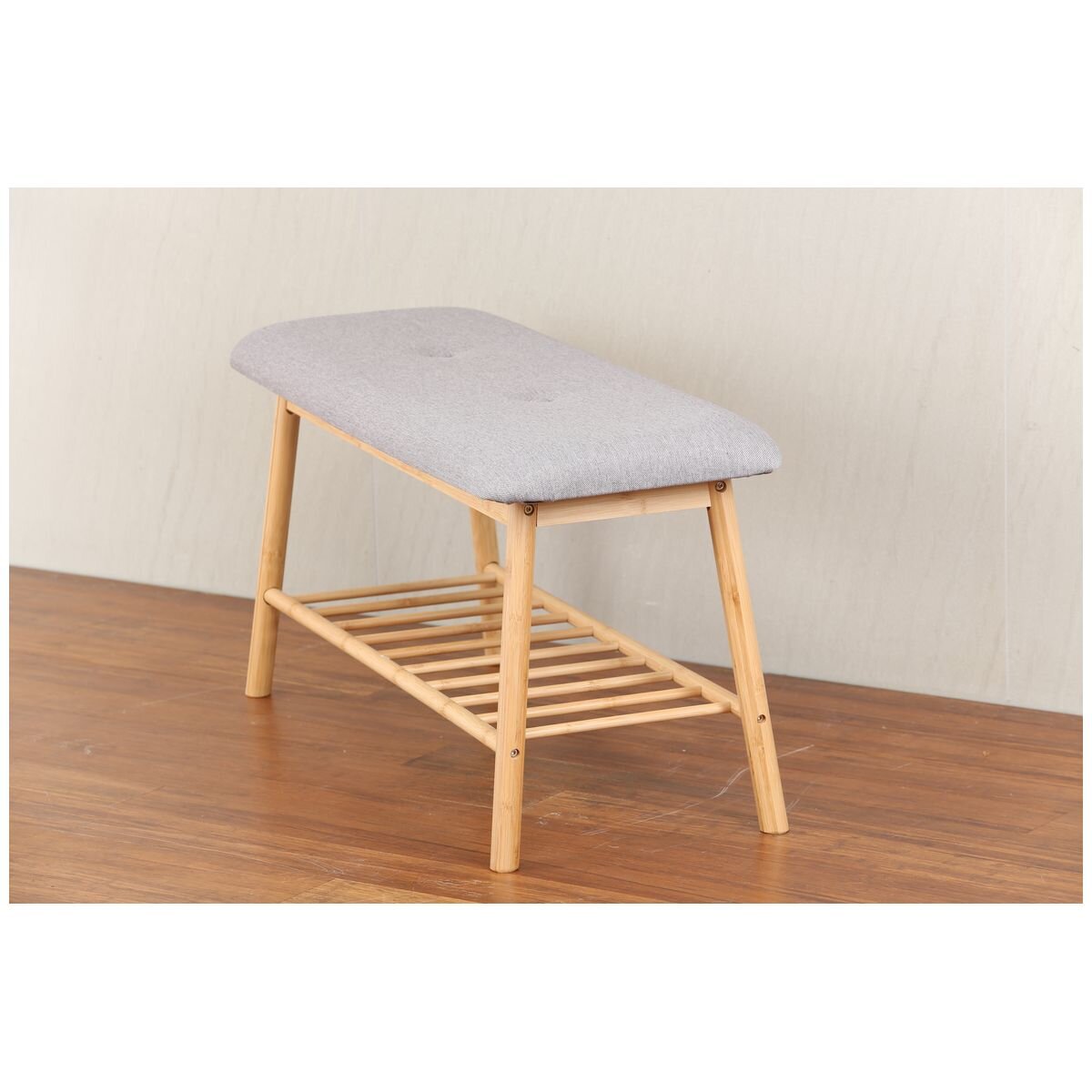 L.T. Williams Bamboo shoe bench - 100kg load capacity, padded seat, ventilated shelf - 9901