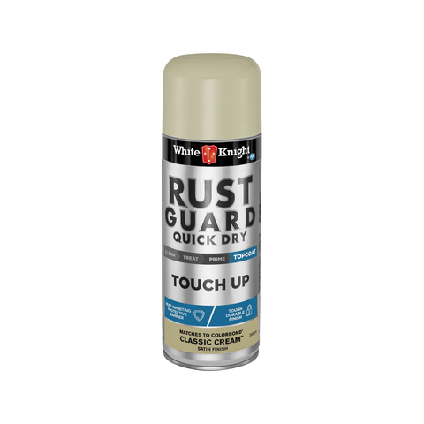 White Knight Rust Guard Touch Up Spray Paint 300g Classic Cream Satin