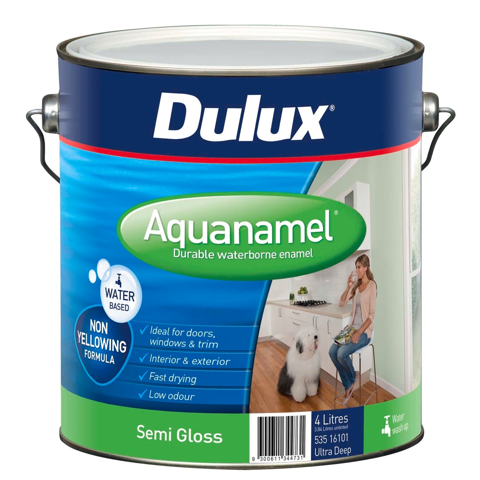 Dulux 4L Aquanamel Semi Gloss Enamel Paint Ultra Deep