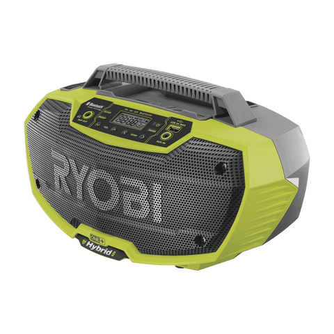 Ryobi 18V ONE+ Hybrid 2 Speaker Bluetooth Radio, AM/FM, LCD Display, Skin Only R18HR-0
