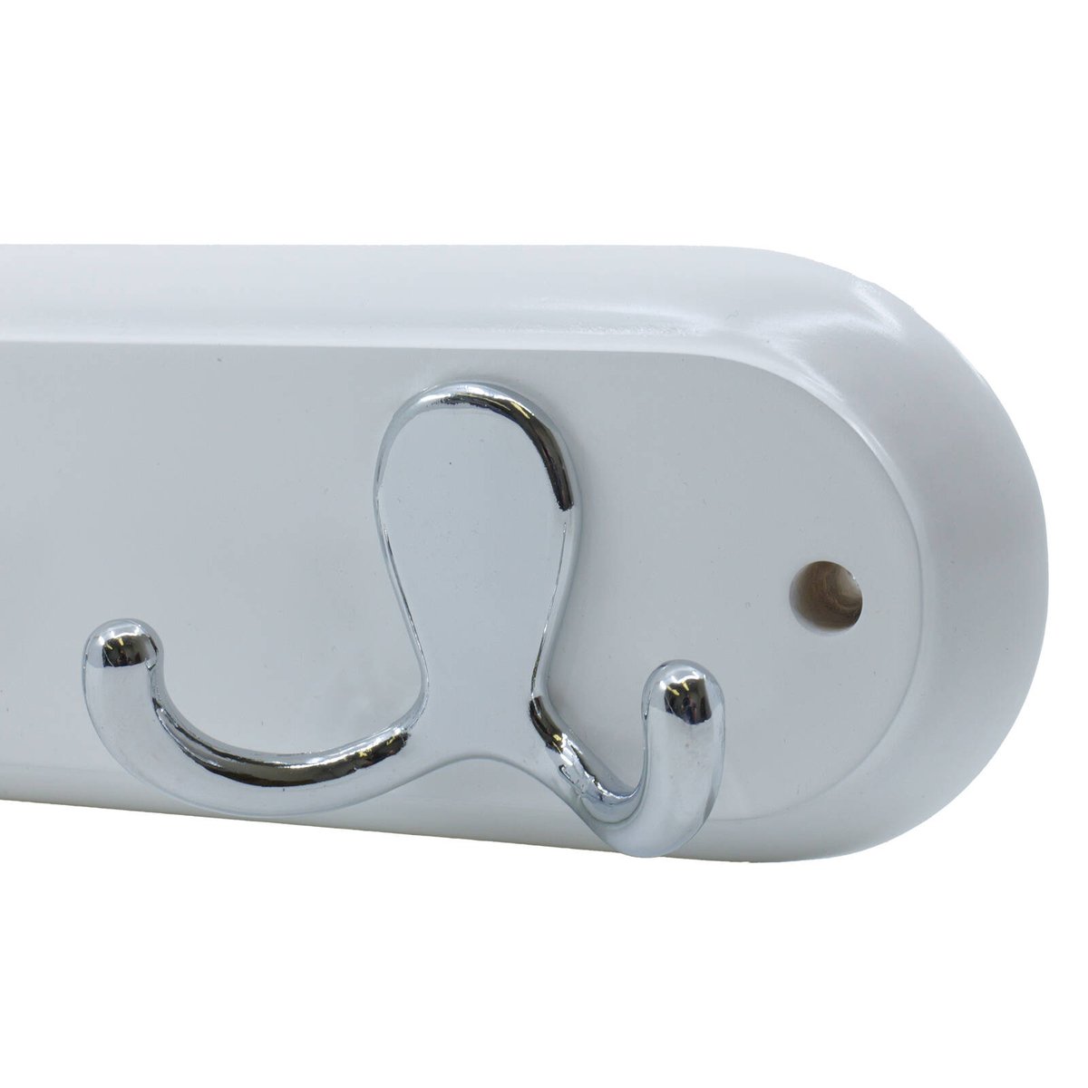 Adoored 2 Double Chrome Hook Rack - 225mm x 70mm x 70mm - White/Chrome - Durable - SuperSaverAU - view 3