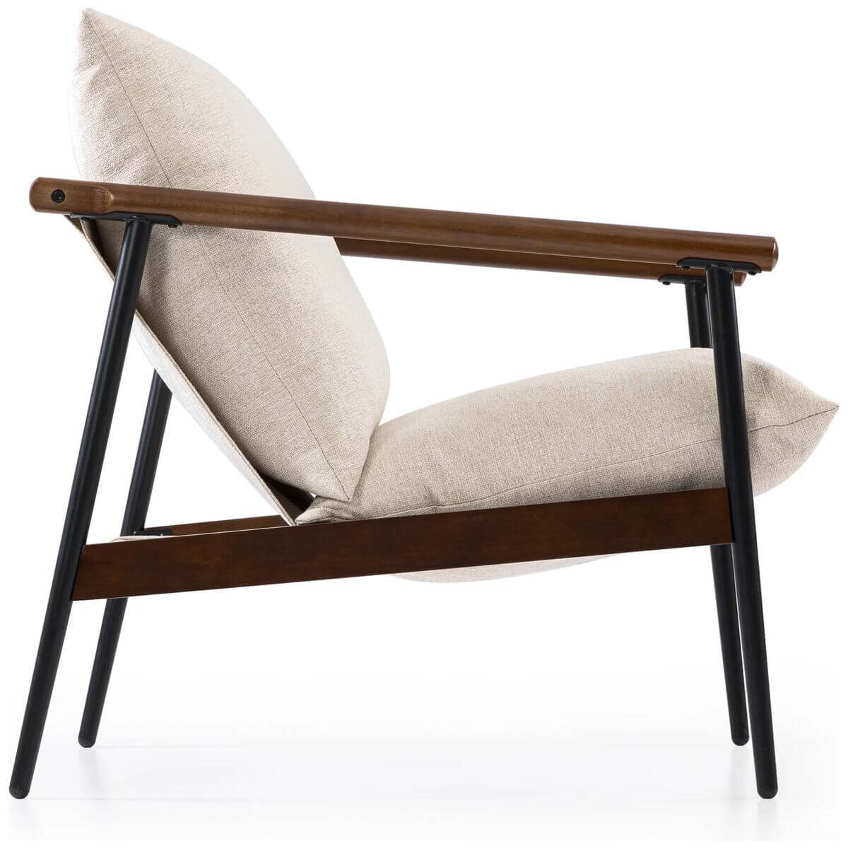 Zinus Wood and Metal Frame Armchair - Black, Ergonomic Sling Seat, Foam Cushion - AU-USHSL4ZC-31B