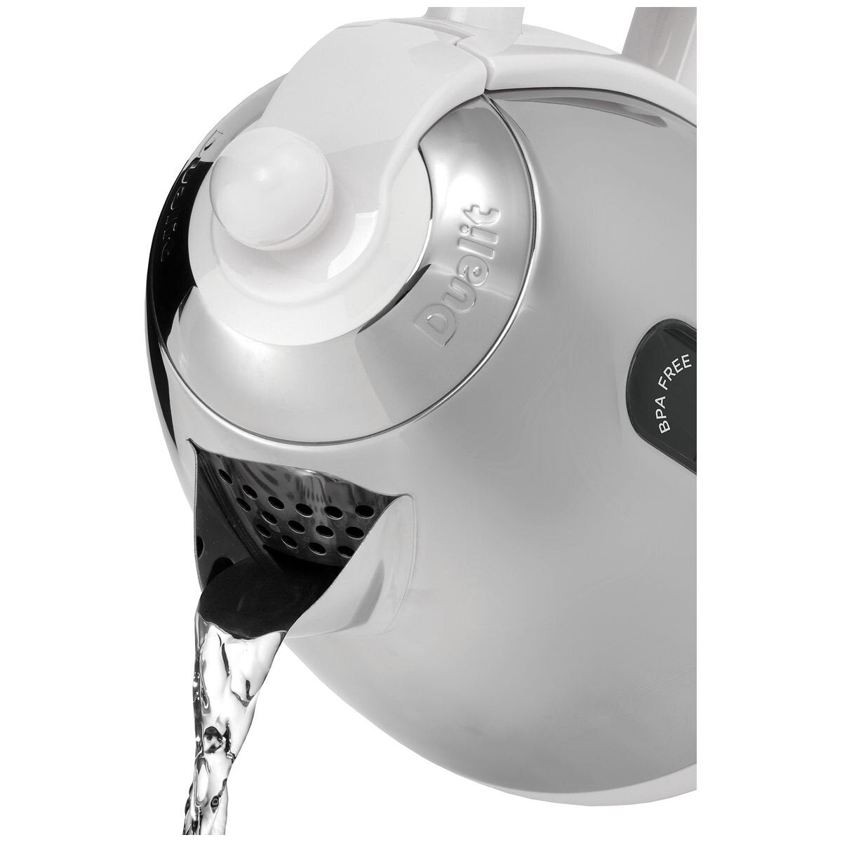 Dualit Jug Kettle 1.5L - Gloss White Polished Finish, 2400W Rapid Boil, 360 Degree Base - DU72041