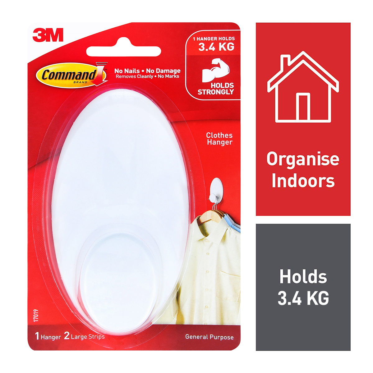 Command White Adhesive Clothes Hanger Damage-Free Self-Adhesive