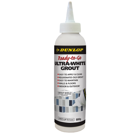 Dunlop Ready-To-Go Coloured Grout 800g Ultra-White Sanded Stain-Resistant
