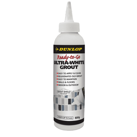 Dunlop Ready-To-Go Coloured Grout 800g Ultra-White Sanded Stain-Resistant
