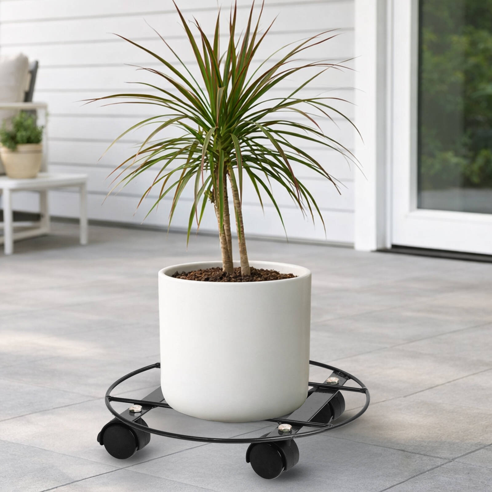 Eden 30cm Heavy Duty Round Pot Plant Trolley, Metal, 50kg Capacity, Indoor & Outdoor