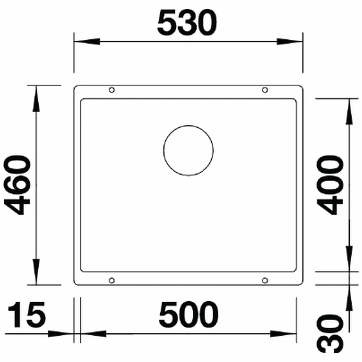 Blanco SUBLINE single bowl undermount sink - Black Silgranit, 38L bowl, overflow - SUBLINE500UBK5