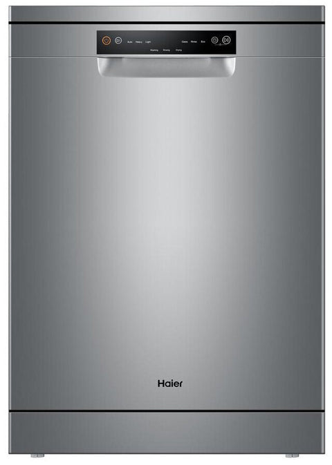 Haier 60cm Freestanding Auto Wash Dishwasher - 13 Place Settings - Silver - Soft Touch Controls - HDW13V1S1