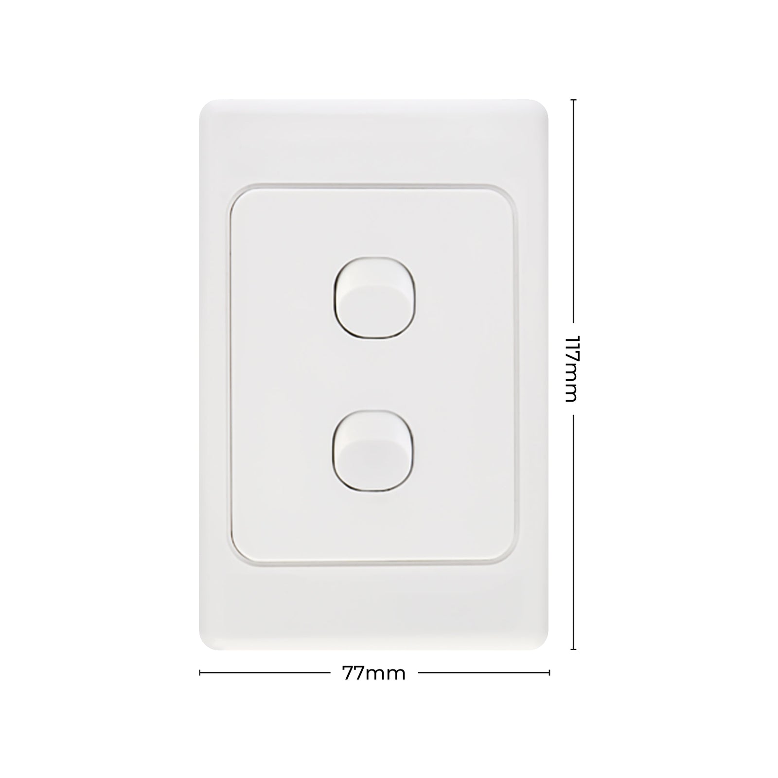 DETA White Double Vertical Light Switch 2 Gang Polycarbonate Indoor