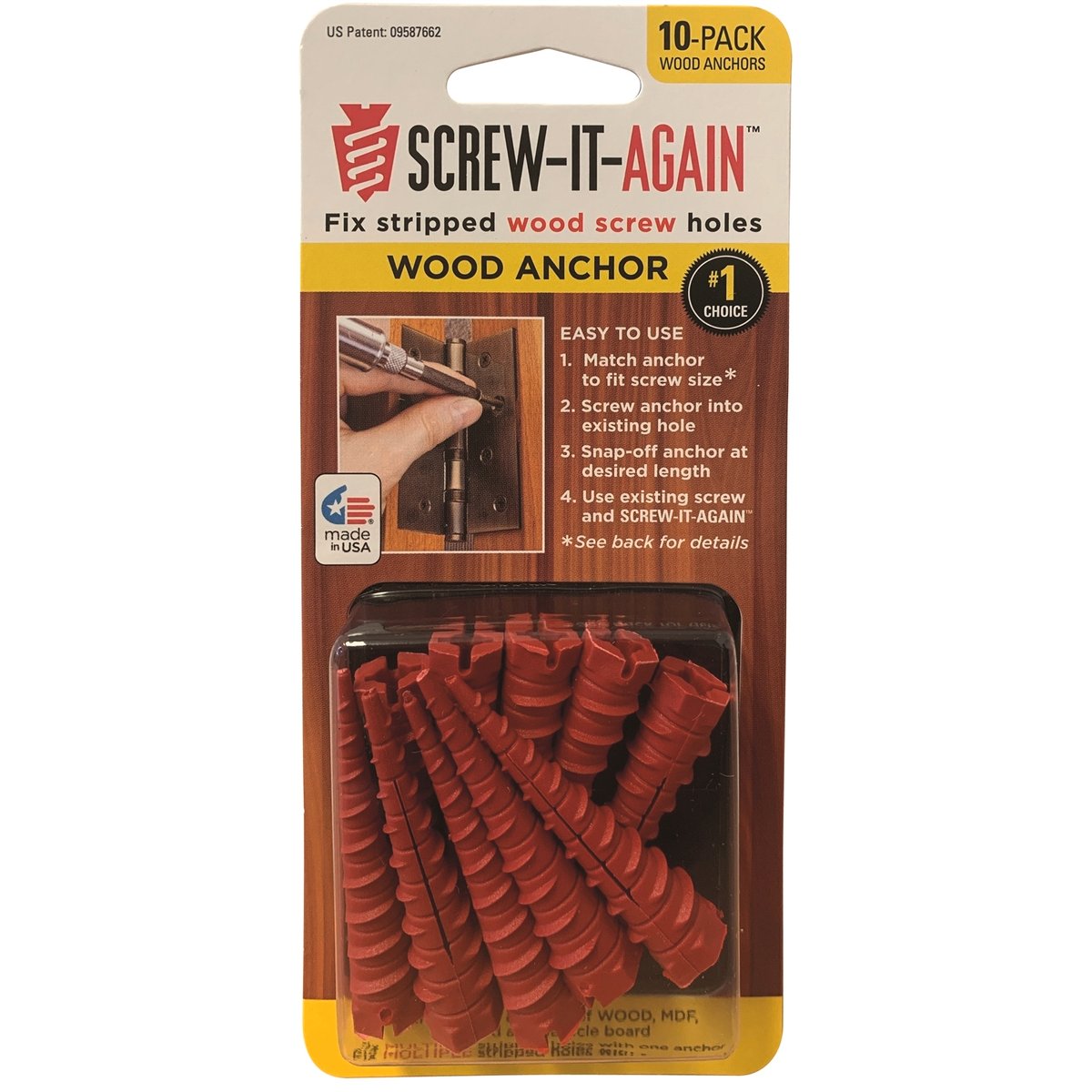 Screw It Again Screw Hole Repair Wood Anchor 10 Pack - 1mm x 5mm - Plastic - SuperSaverAU - view 2
