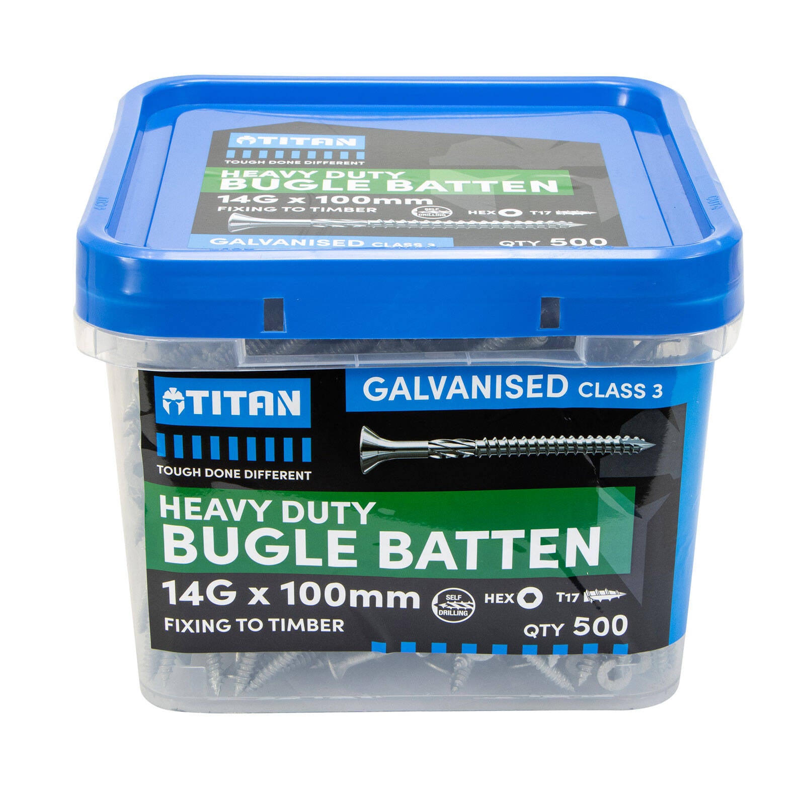 Titan 14G x 100mm CL3 Galvanised Bugle Batten Screw - 500 Pack