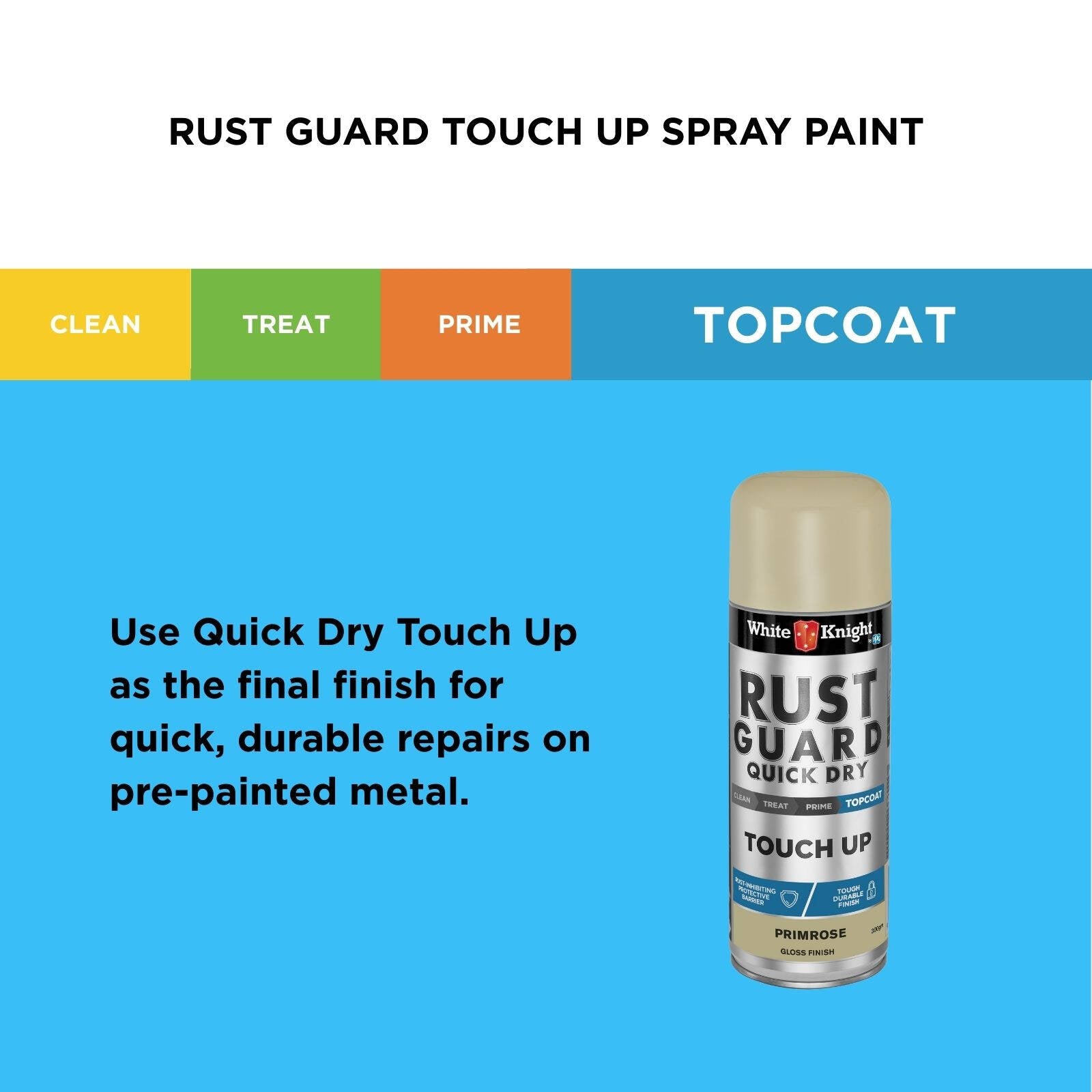 White Knight Rust Guard Touch Up Spray Paint 300g Primrose Gloss