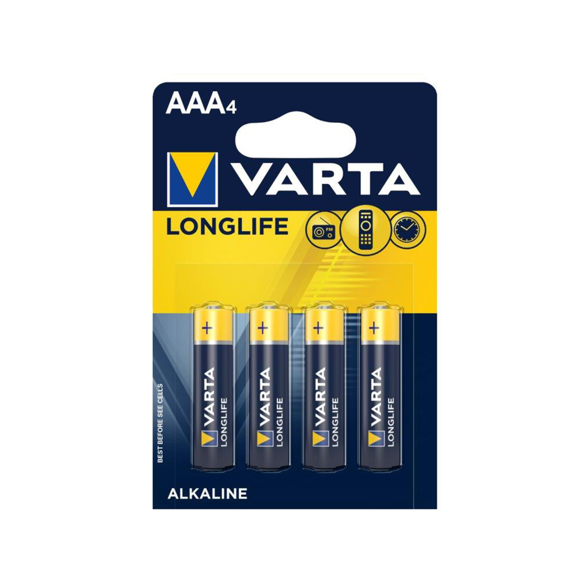 Varta Longlife AAA Alkaline Batteries 4 Pack Made in Germany