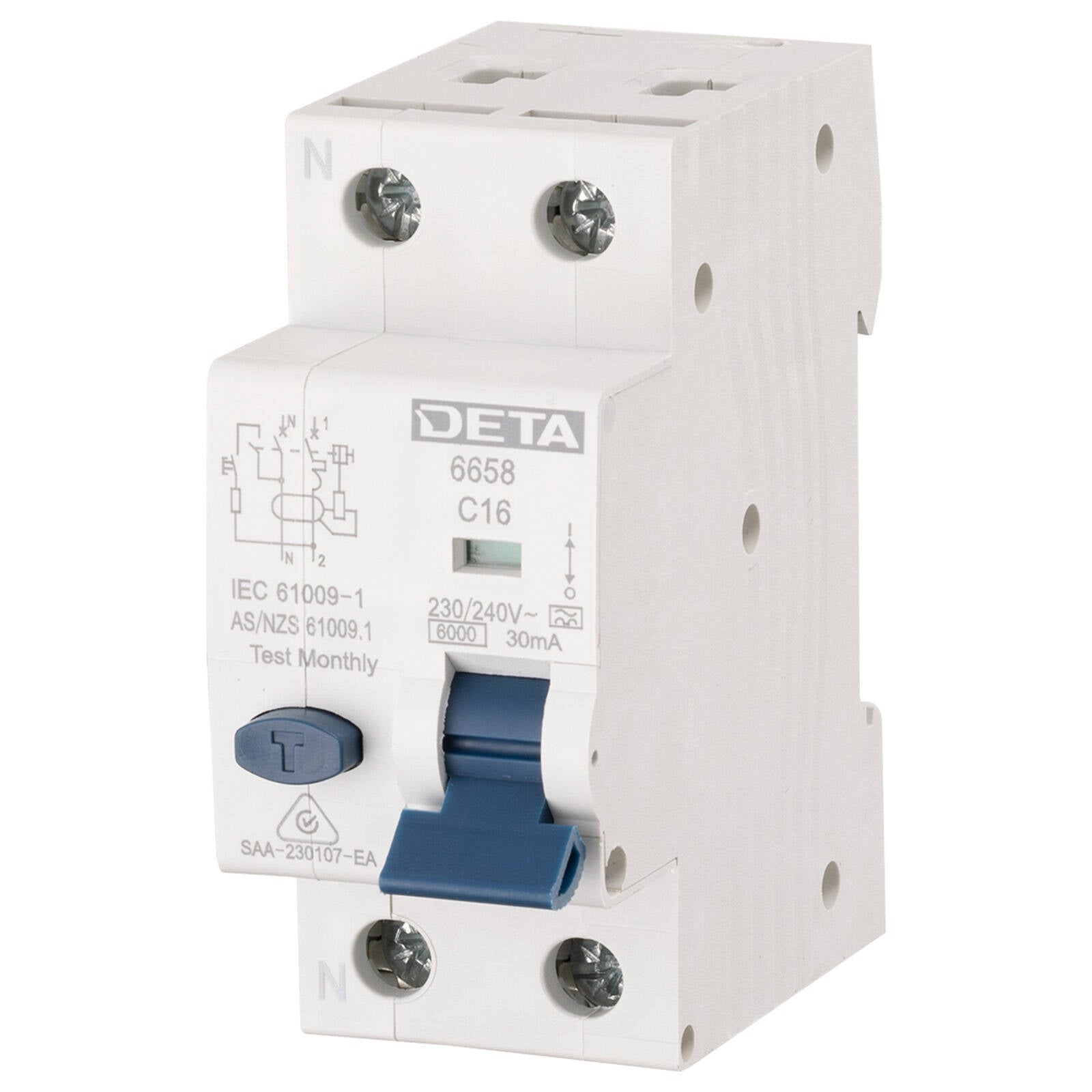 DETA 16A Single Phase RCBO 6658B-16B