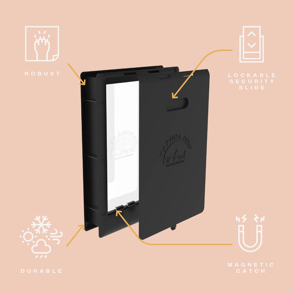 Hakuna Pets Large Black Essential Pet Door 300mm x 420mm for Pets up to 45kg - SuperSaverAU - view 3