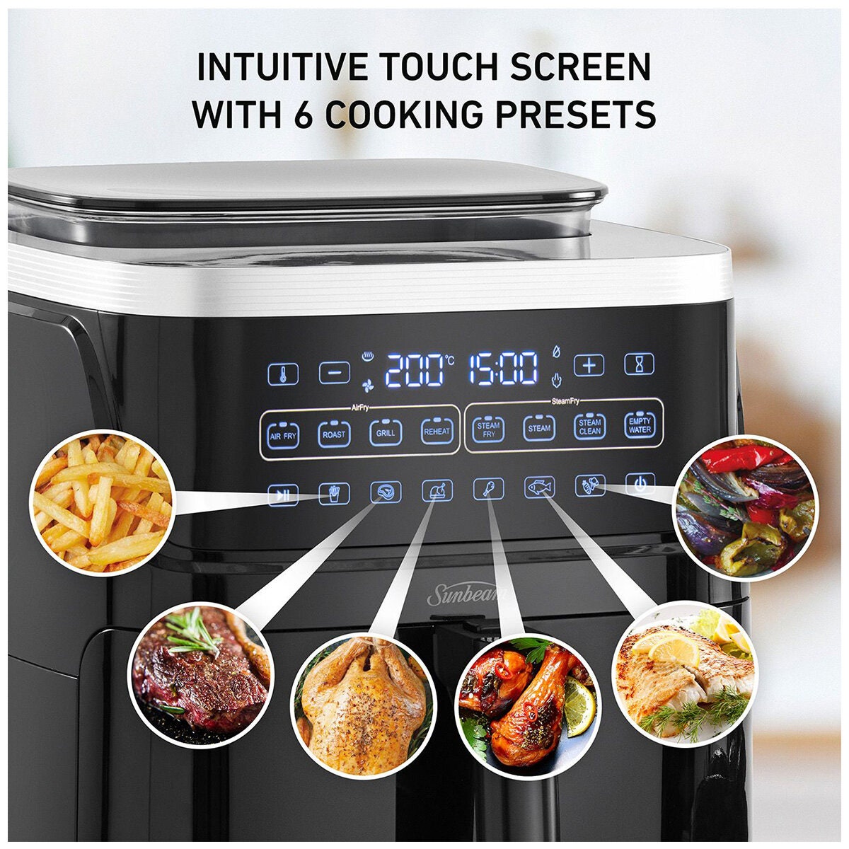Sunbeam SteamFry 7L Air Fryer and Steamer - Five Functions, Removable Water Tank - AFP4600BK