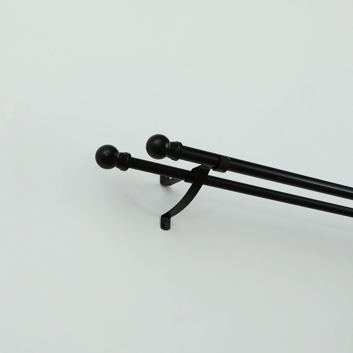Windoware 127mm Black Double Metal Curtain Rod Brackets - 2 Pack