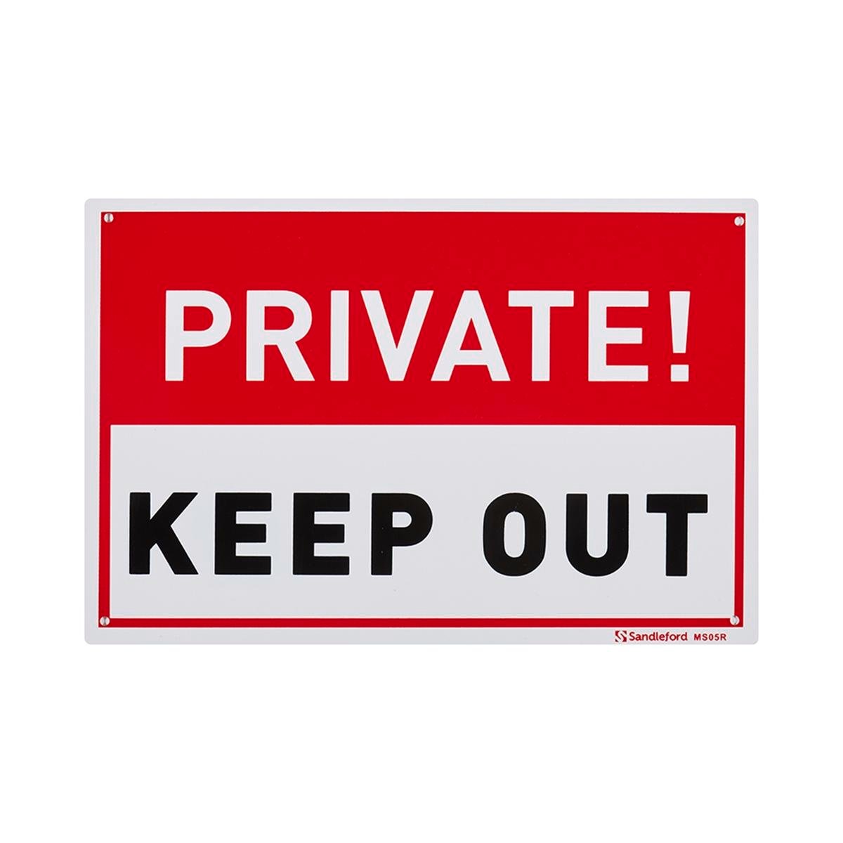 Sandleford Private Keep Out Sign 300 x 200mm Red/White Weather Resistant