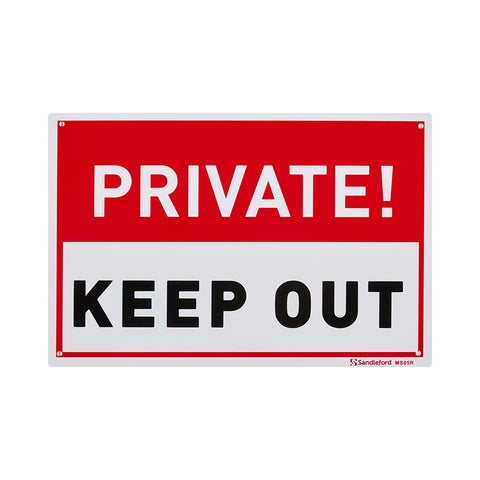 Sandleford Private Keep Out Sign 300 x 200mm Red/White Weather Resistant