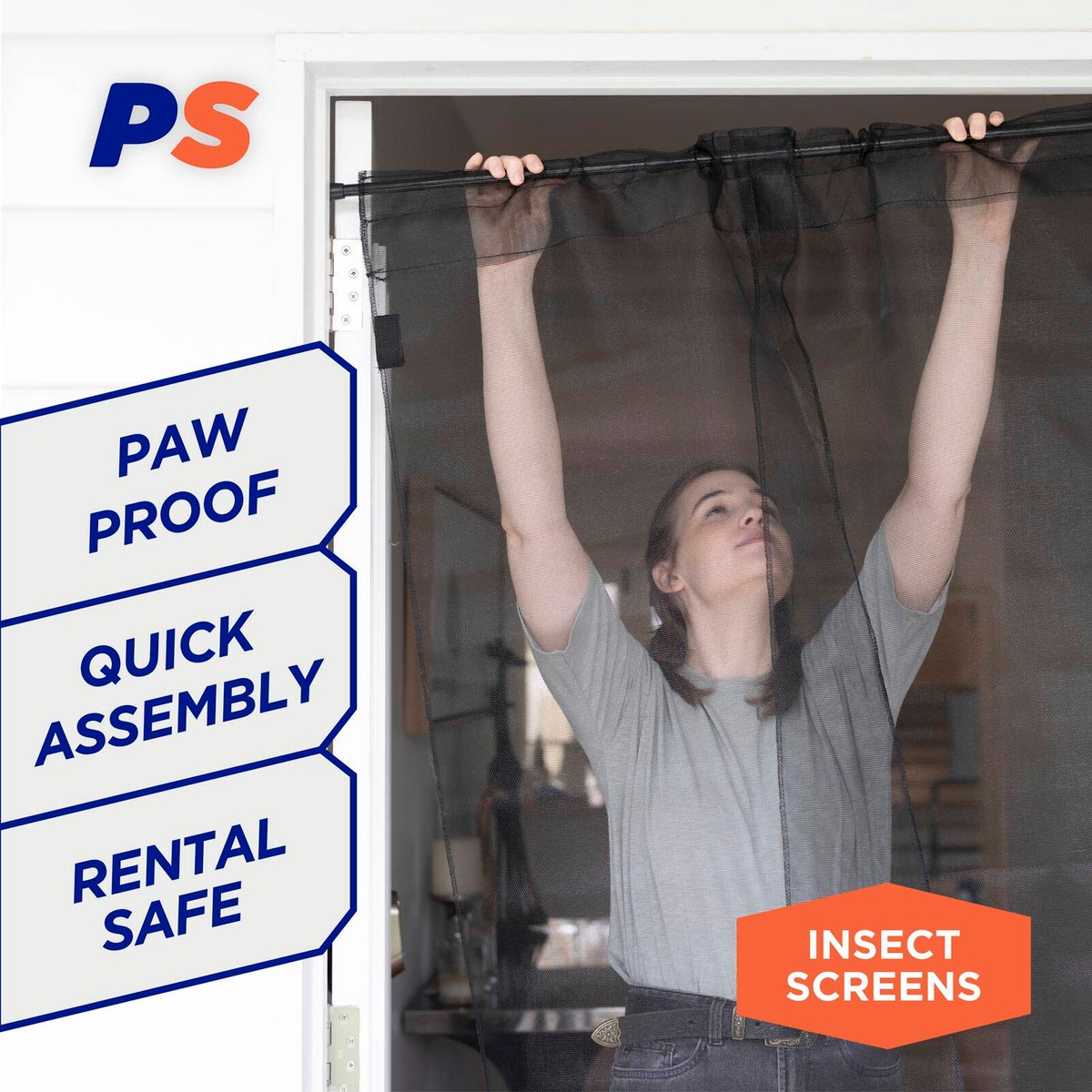 Permastik Pressure Mounted Door Curtain 2.04m x 1m Fibreglass Insect Screen - SuperSaverAU - view 3