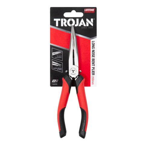 Trojan 200mm CRV Long Nose Bent Plier Red and Black