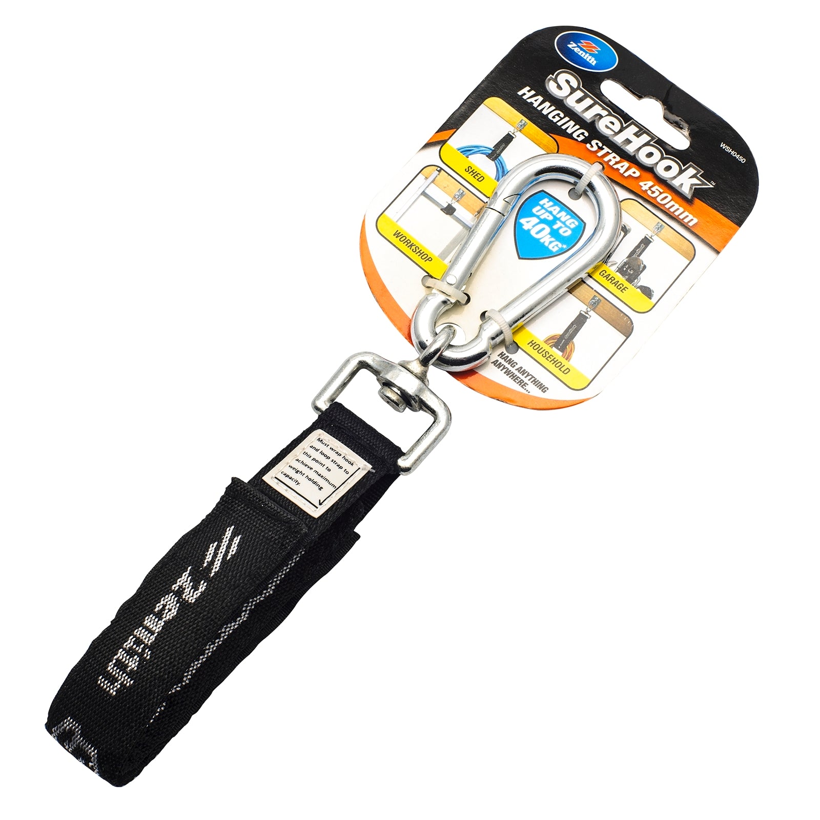 Zenith SureHook 450mm Zinc Plated Hanging Strap - 40kg Quick Release
