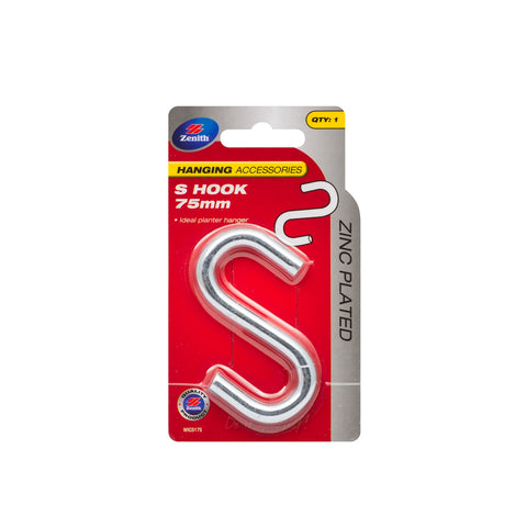 Zenith 75 x 7.6mm Zinc Plated Steel S Hook