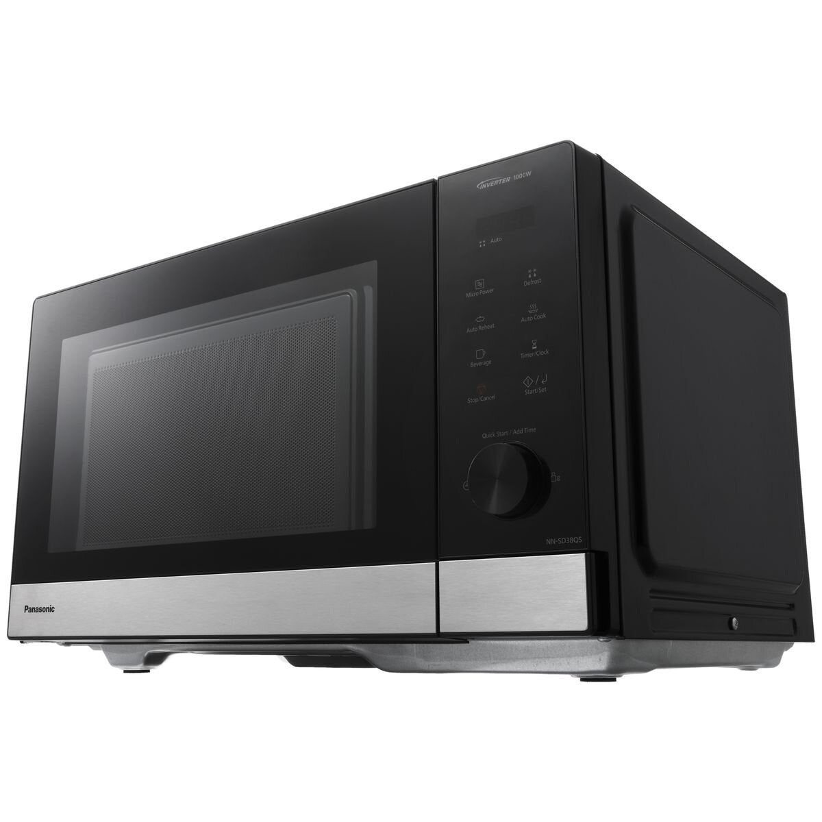 Panasonic 29L inverter microwave oven - 1000W, black with stainless steel trim, 17 auto menus - NN-SD38QSQPQ