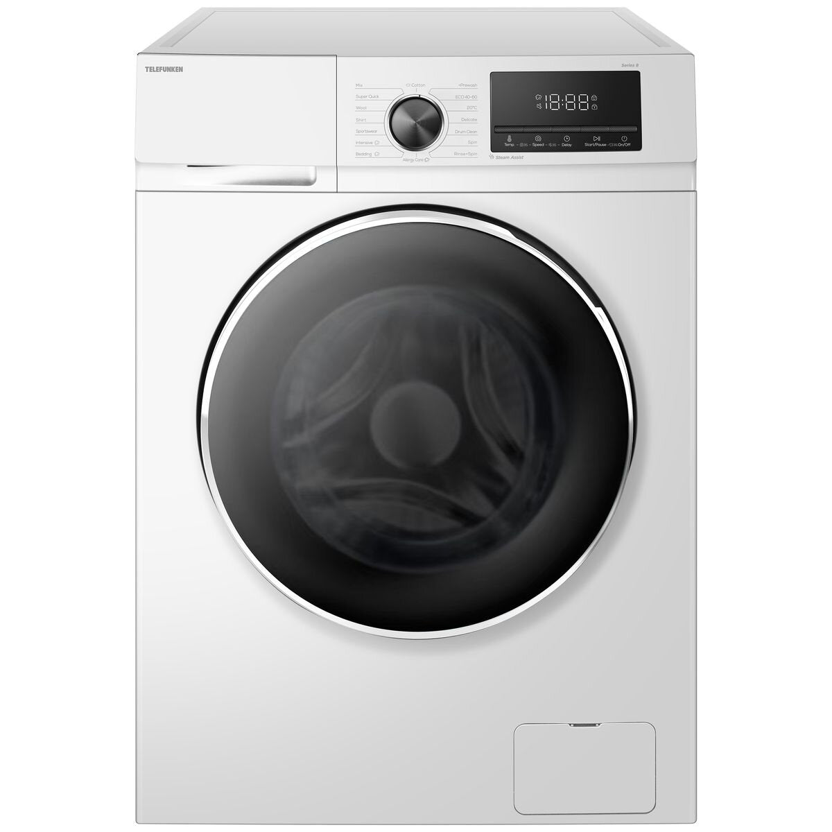 Telefunken 7.5kg Front Load Washing Machine with Steam - White, 5 Star Energy, Inverter Motor - TF750AUFL8