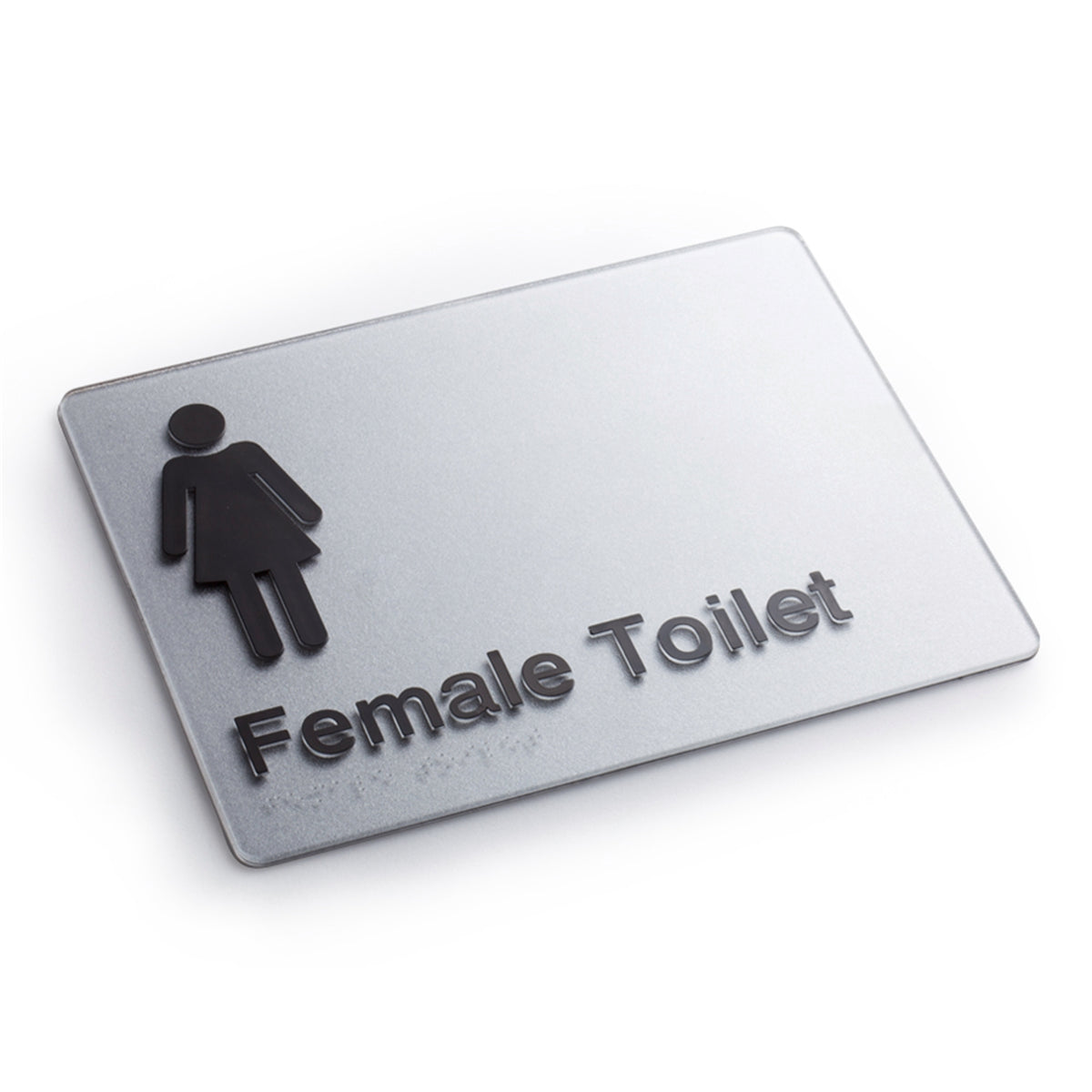 Sandleford 180 x 235mm Silver Female Toilet Braille Sign Acrylic