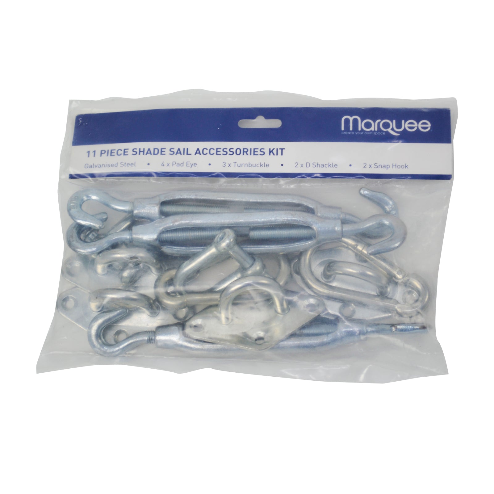 Marquee 11 Piece Galvanised Steel Shade Sail Fastener Accessory Kit
