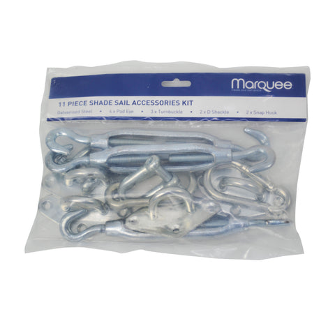 Marquee 11 Piece Galvanised Steel Shade Sail Fastener Accessory Kit