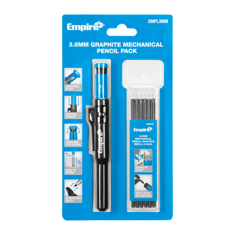 Empire 3.8mm Graphite Mechanical Pencil Pack with Sharpener Cap & Refills