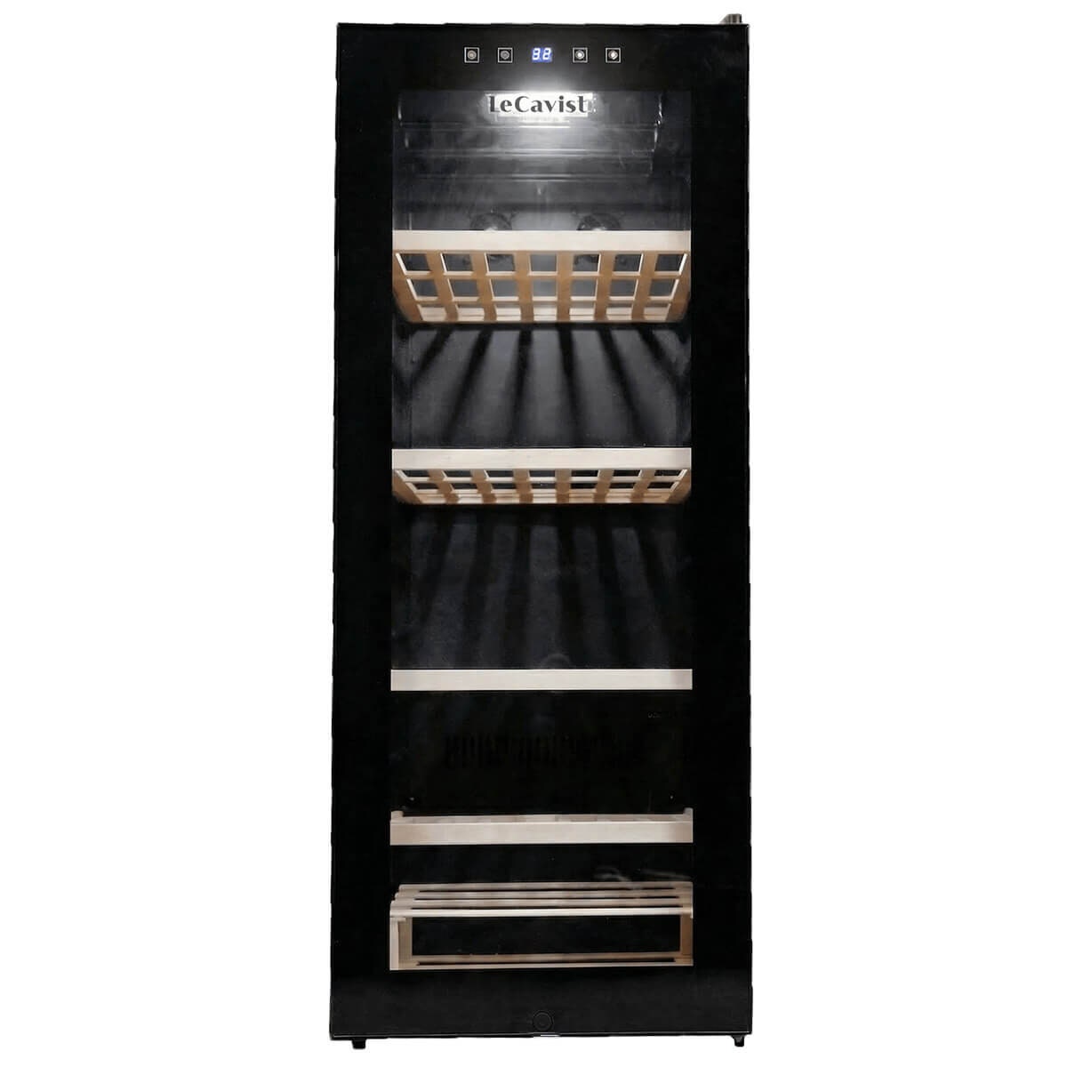 LeCavist Cuvee Emilion 111 Bottle Single Zone Wine Fridge - Black, UV Protected Glass Door - LCS100VN